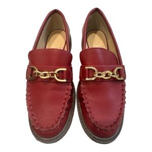 LOFT Red Leather Chain Bit Loafers - Size 6.5